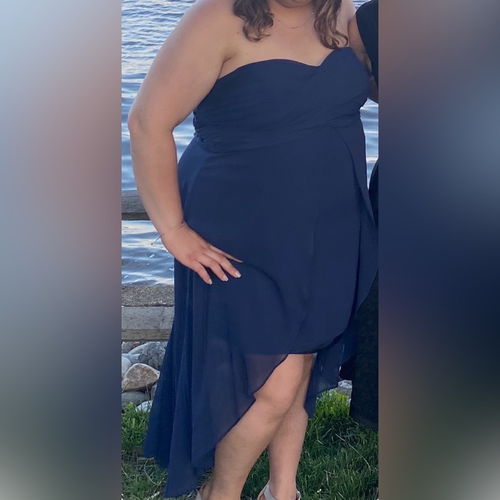 David's Bridal Size 22 Strapless Navy Dress